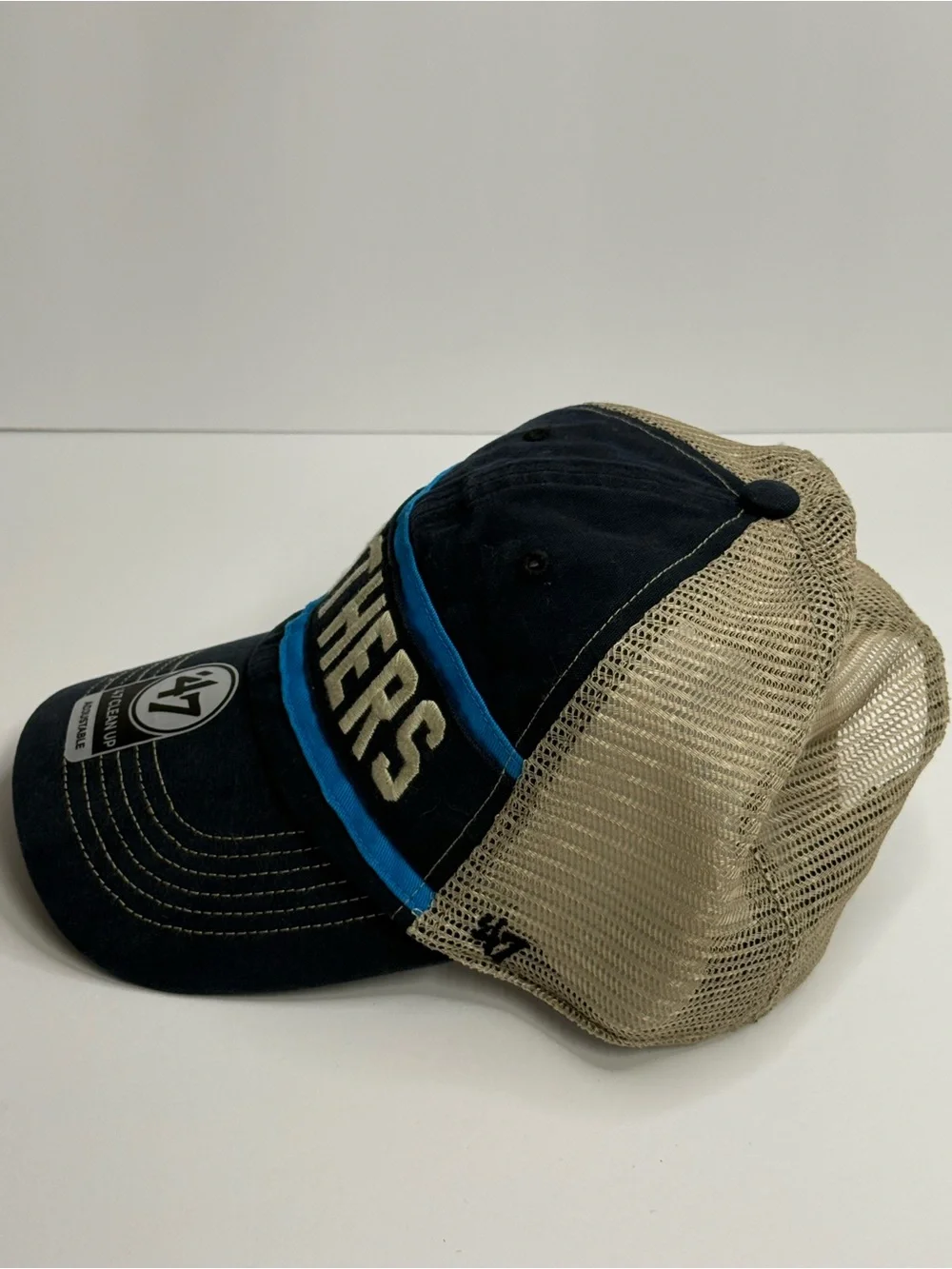 47 Brand Panthers Trucker Hat in Navy,Tan and Light Blue